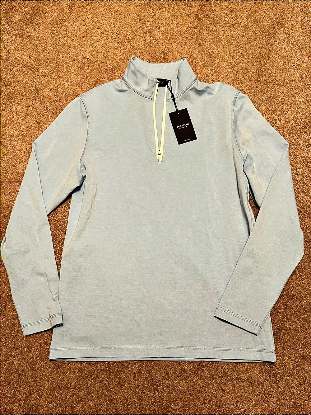 Bugatchi Performance Quarter Zip Pull Over Blue